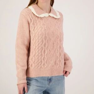 Klesis Boutique Sweater Dainty Cute Knit Size Medium Peter Pan Collar